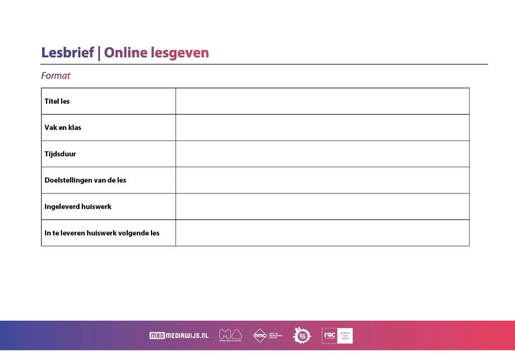 practoraat mediawijsheid mbo onderzoek lesbrief online les format