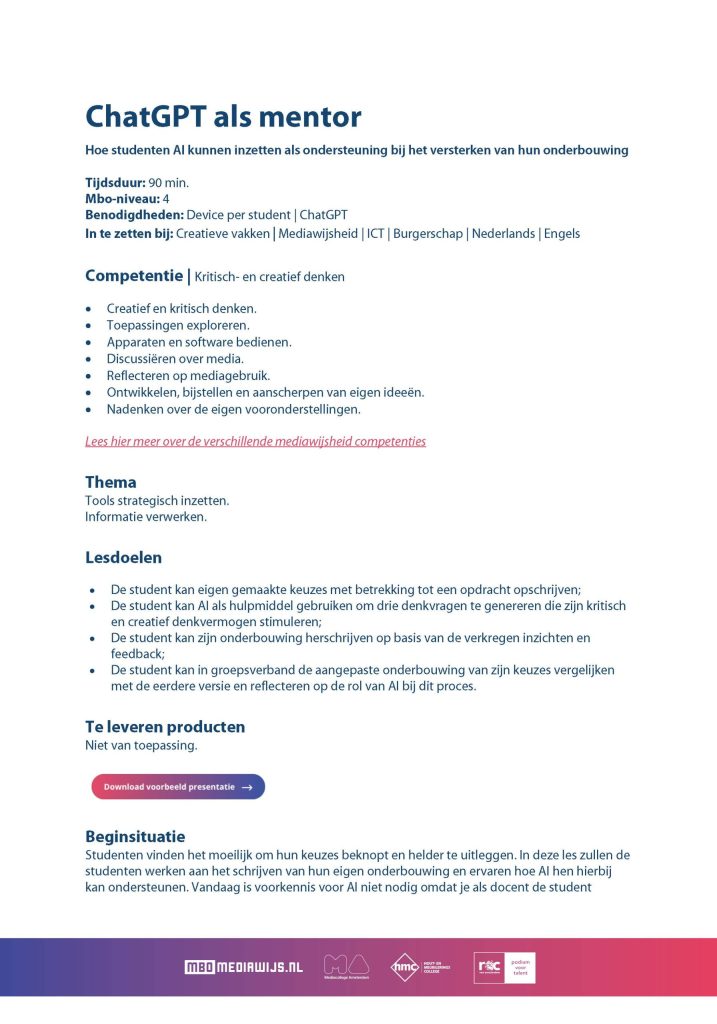 Les chatgpt als mentor